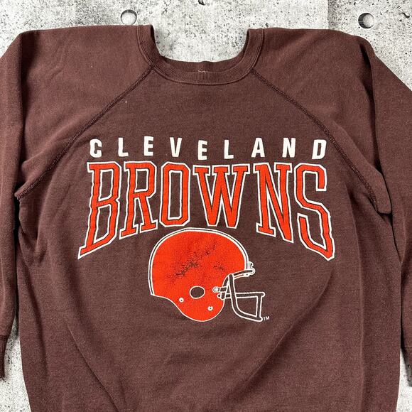 Vintage Cleveland Browns 80s Raglan Sweatshirt Medium/Small - Picture 2 of 7